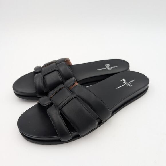 Linea Paolo Landry Slide Sandal Slip-On Women's Black Size US9 EU40 - Picture 1 of 5
